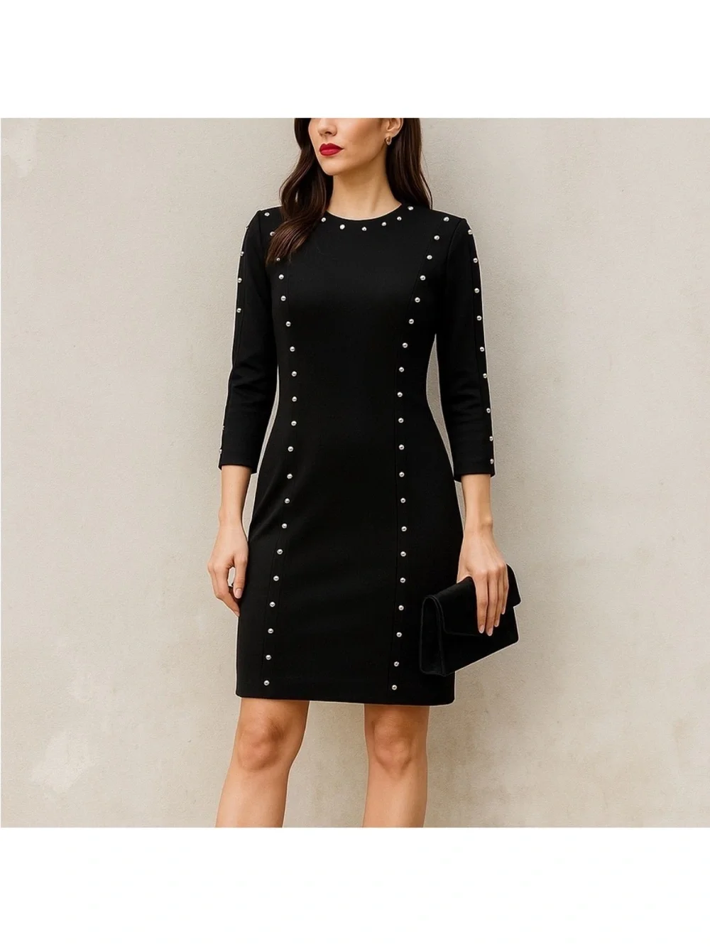 Michael Kors Black Stud-Detail Mini Dress